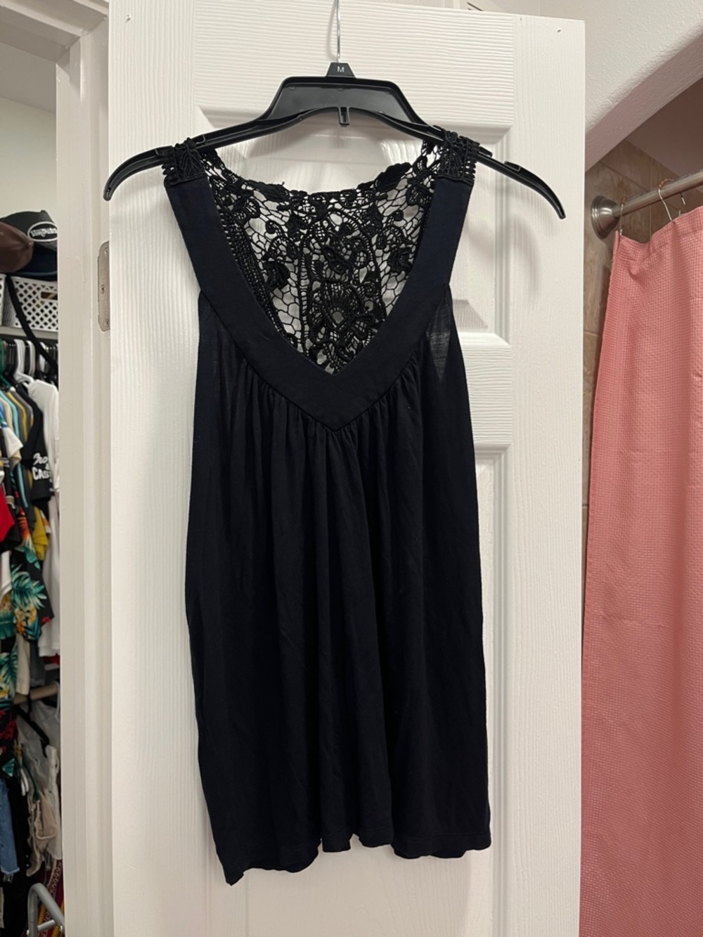 Express Black Crochet Back Sleeveless Tank